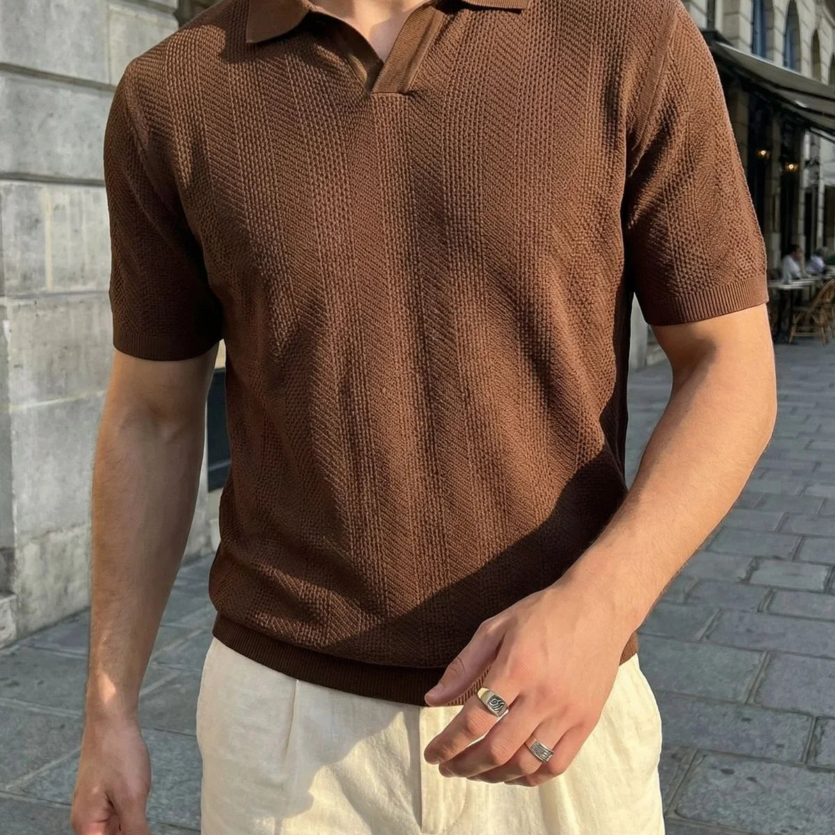 Chapa Regular Fit Polo Yaka Erkek Kısa Kol Dokulu Triko Tişört