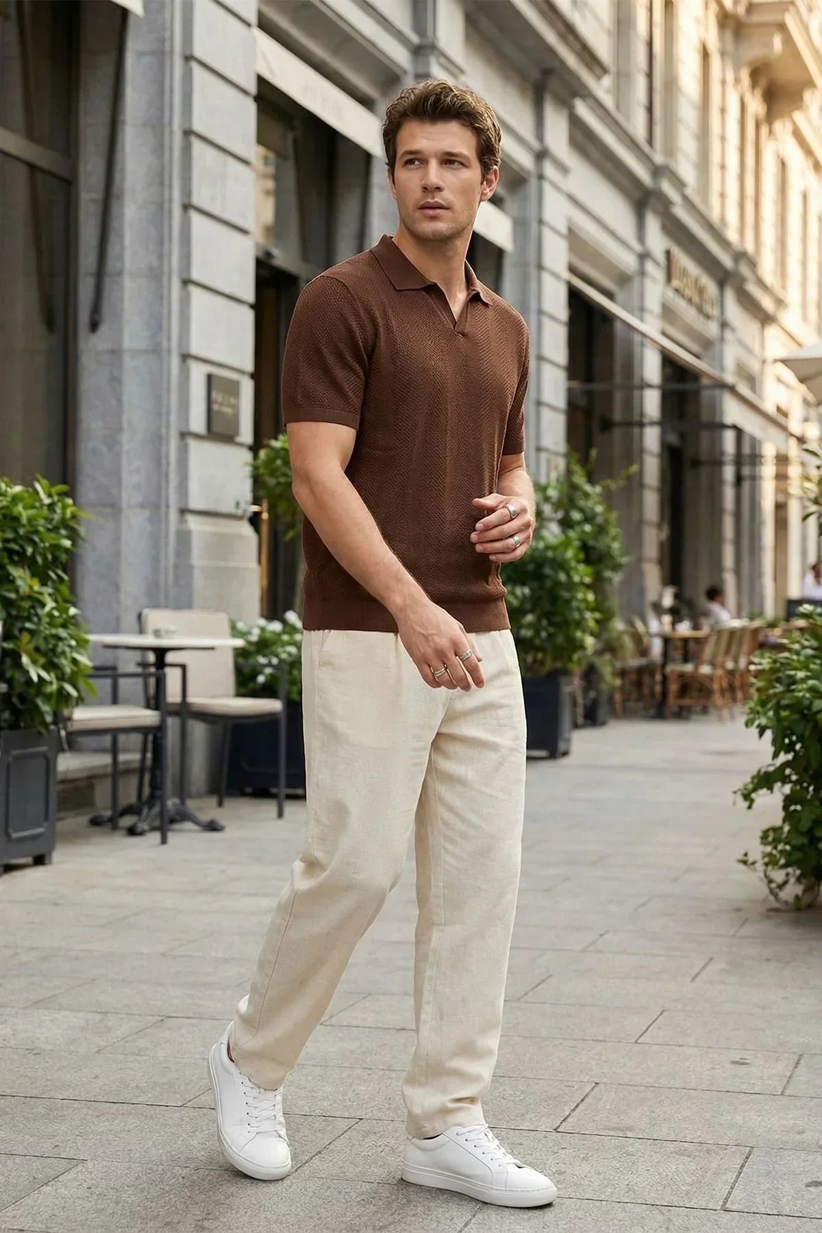 Chapa Regular Fit Polo Yaka Erkek Kısa Kol Dokulu Triko Tişört - Livio Ferri