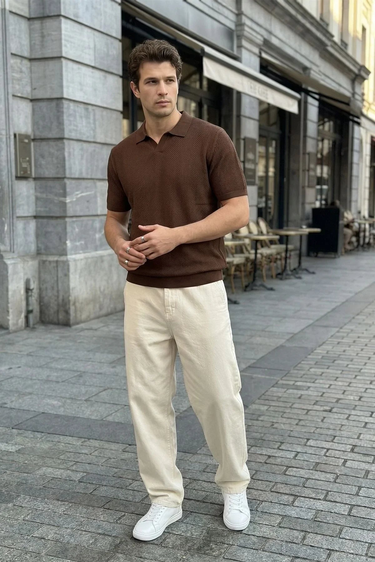 Chapa Regular Fit Polo Yaka Erkek Kısa Kol Dokulu Triko Tişört - Livio Ferri