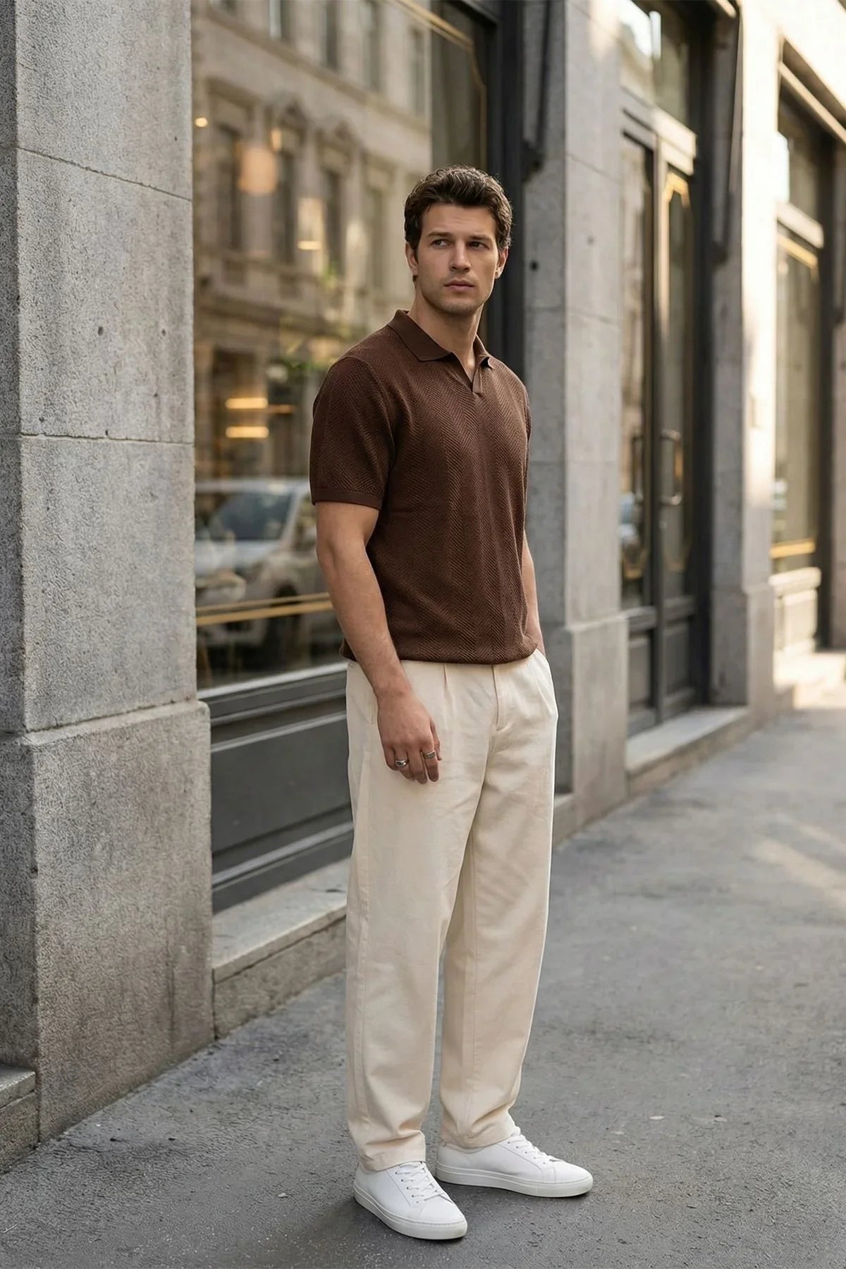 Chapa Regular Fit Polo Yaka Erkek Kısa Kol Dokulu Triko Tişört - Livio Ferri
