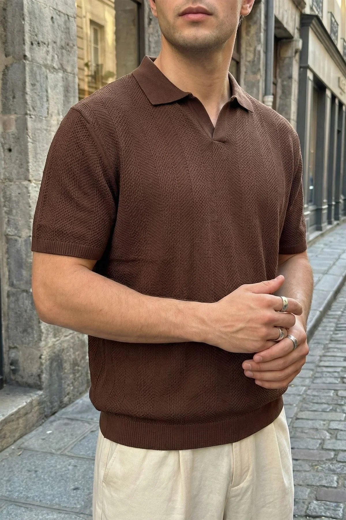 Chapa Regular Fit Polo Yaka Erkek Kısa Kol Dokulu Triko Tişört - Livio Ferri