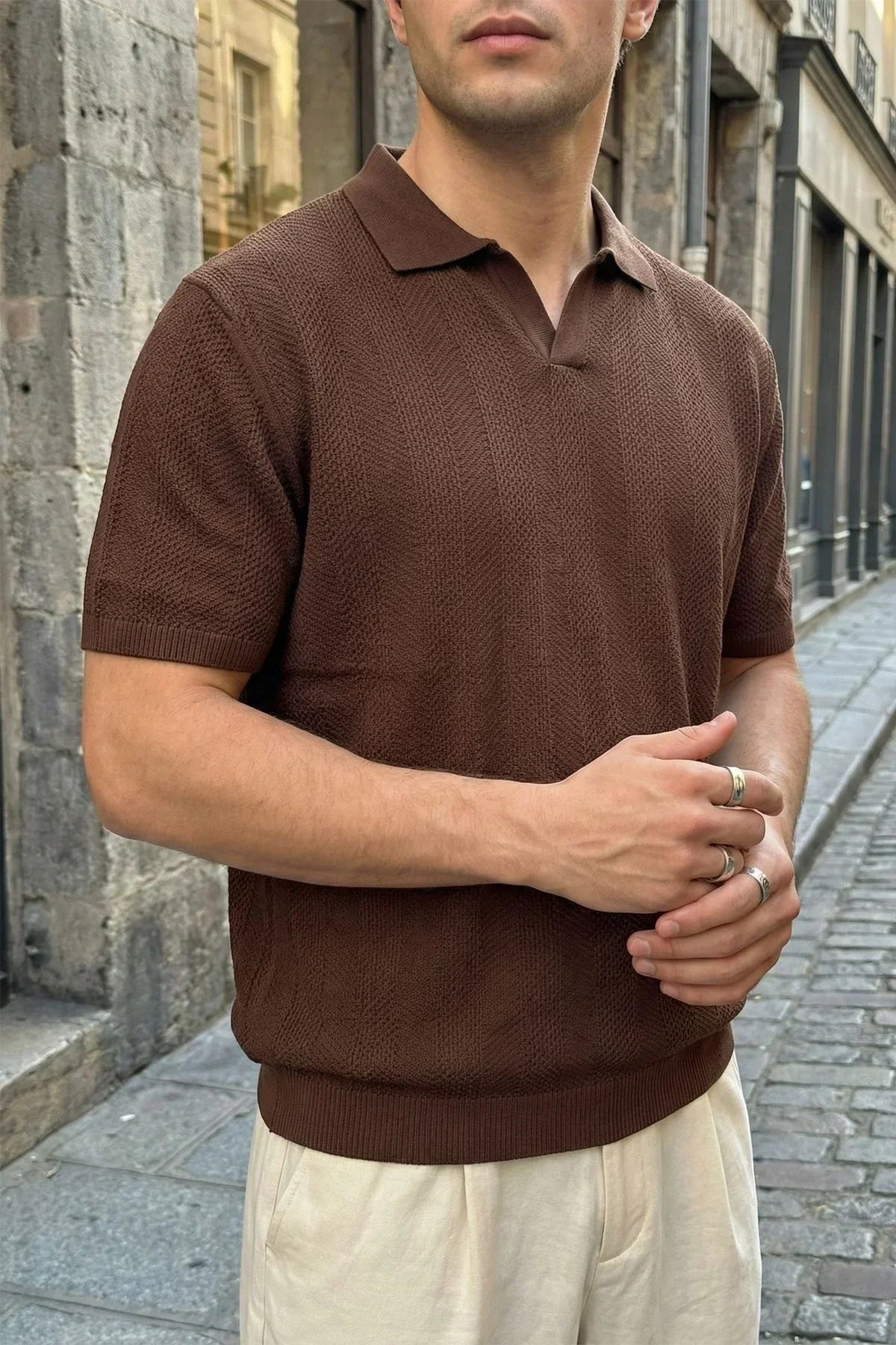 Chapa Regular Fit Polo Yaka Erkek Kısa Kol Dokulu Triko Tişört - Livio Ferri