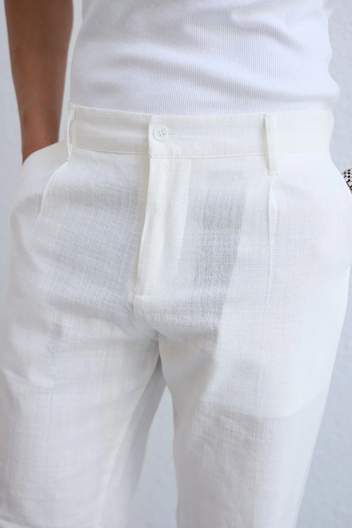 Dulan Erkek Baggy Fit Pantolon Keten Görünümlü %100 Pamuk Lastikli Bel - Livio Ferri