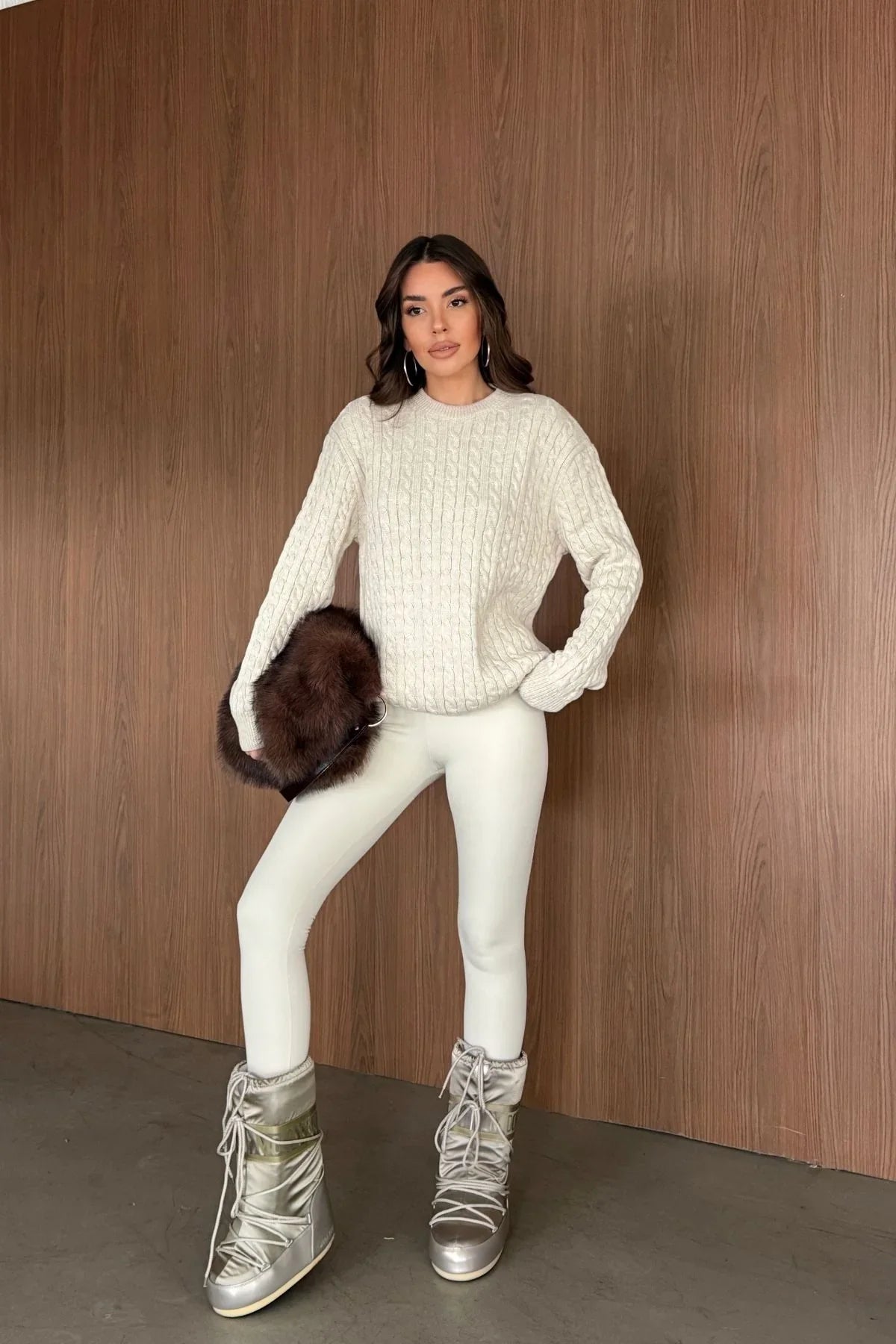 Erin Premium Saç Örgü Bisiklet Yaka Kalın Triko Kazak - Livio Ferri