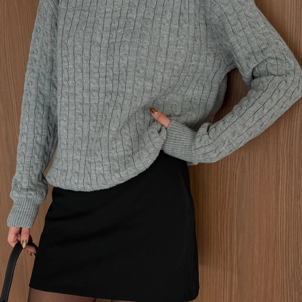 Erin Premium Saç Örgü Bisiklet Yaka Kalın Triko Kazak - Livio Ferri