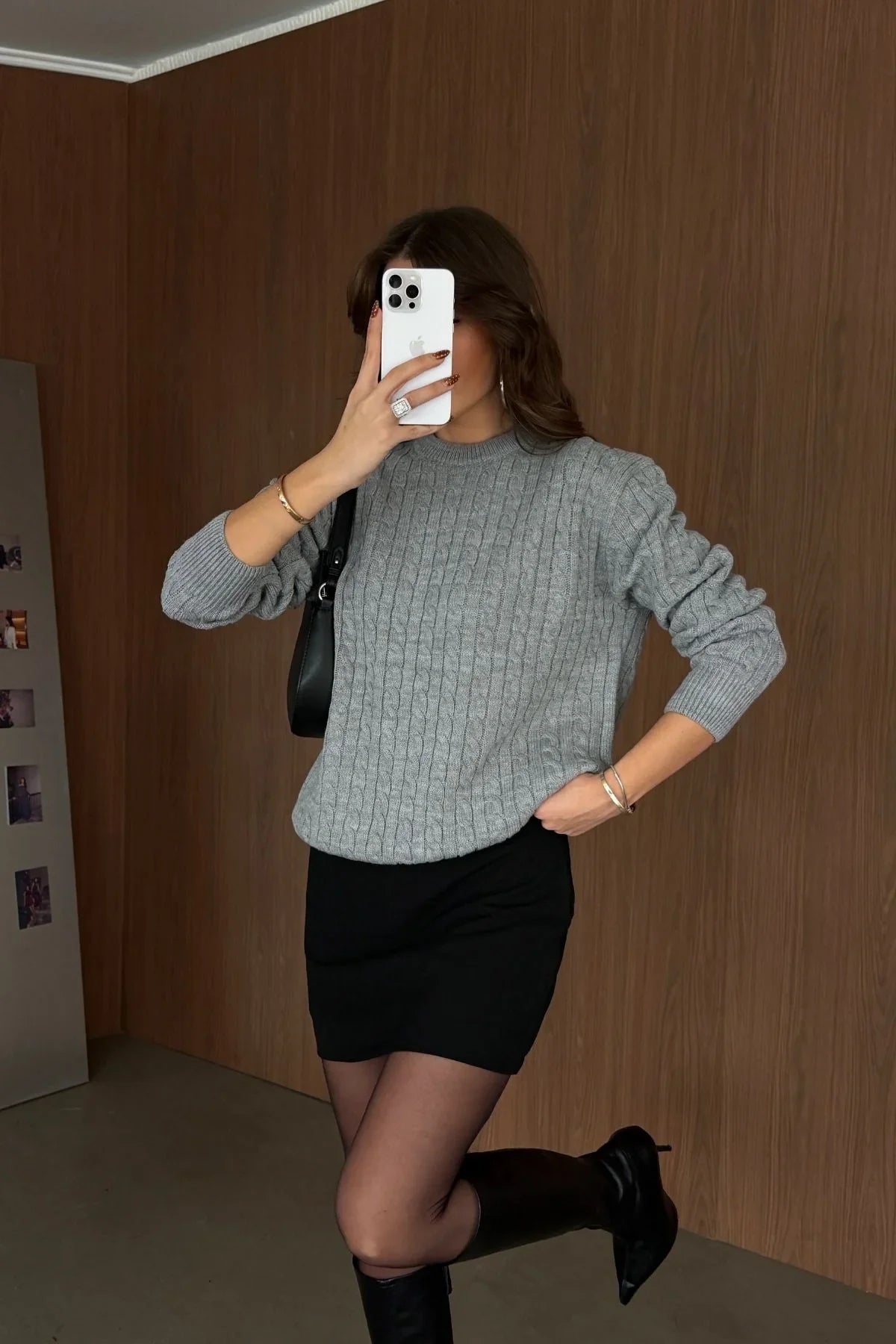 Erin Premium Saç Örgü Bisiklet Yaka Kalın Triko Kazak - Livio Ferri