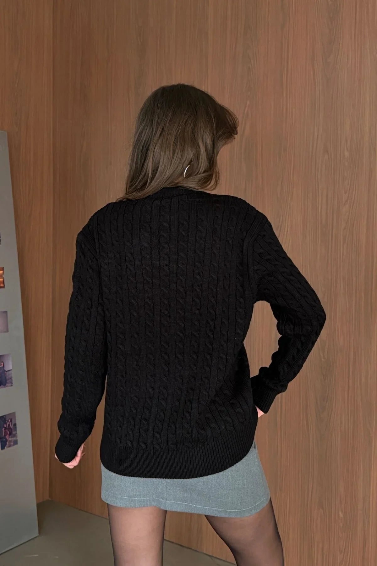 Erin Premium Saç Örgü Bisiklet Yaka Kalın Triko Kazak - Livio Ferri