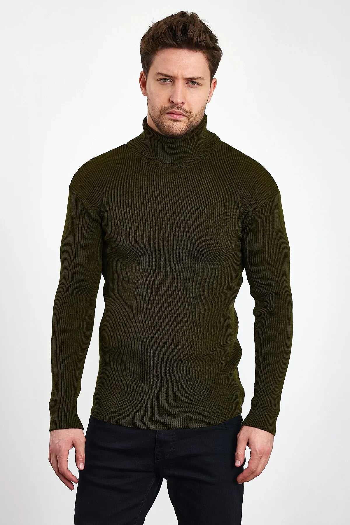 Erkek Balıkçı Yaka Slim Fit Fitilli Triko Kazak - Livio Ferri