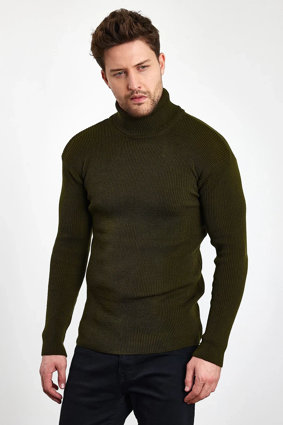 Erkek Balıkçı Yaka Slim Fit Fitilli Triko Kazak - Livio Ferri