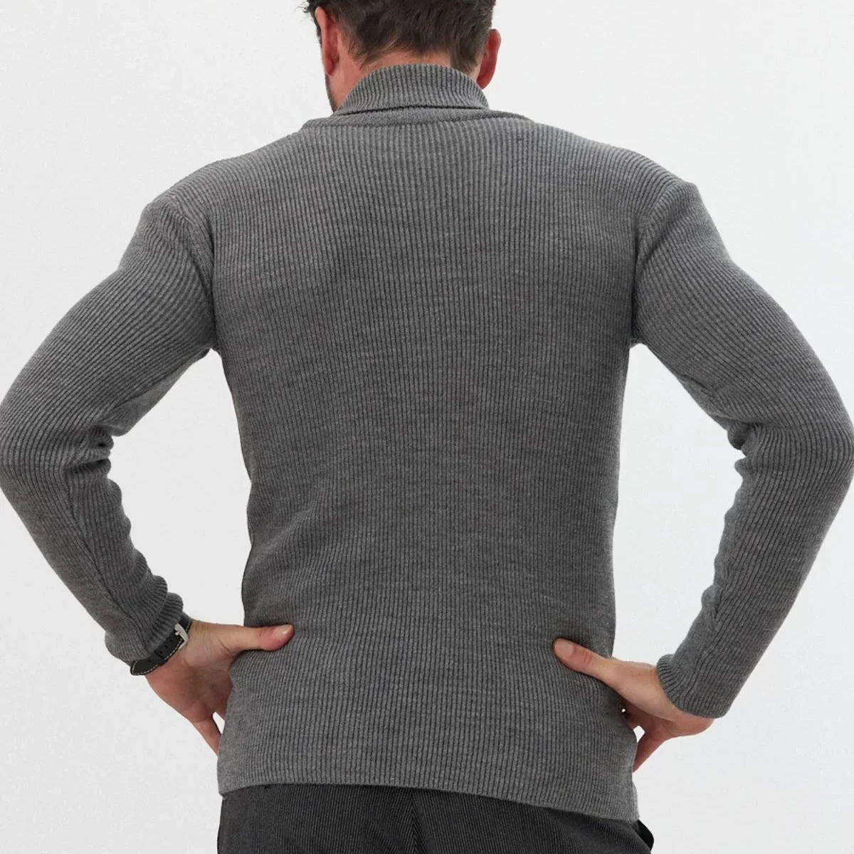 Erkek Balıkçı Yaka Slim Fit Fitilli Triko Kazak - Livio Ferri