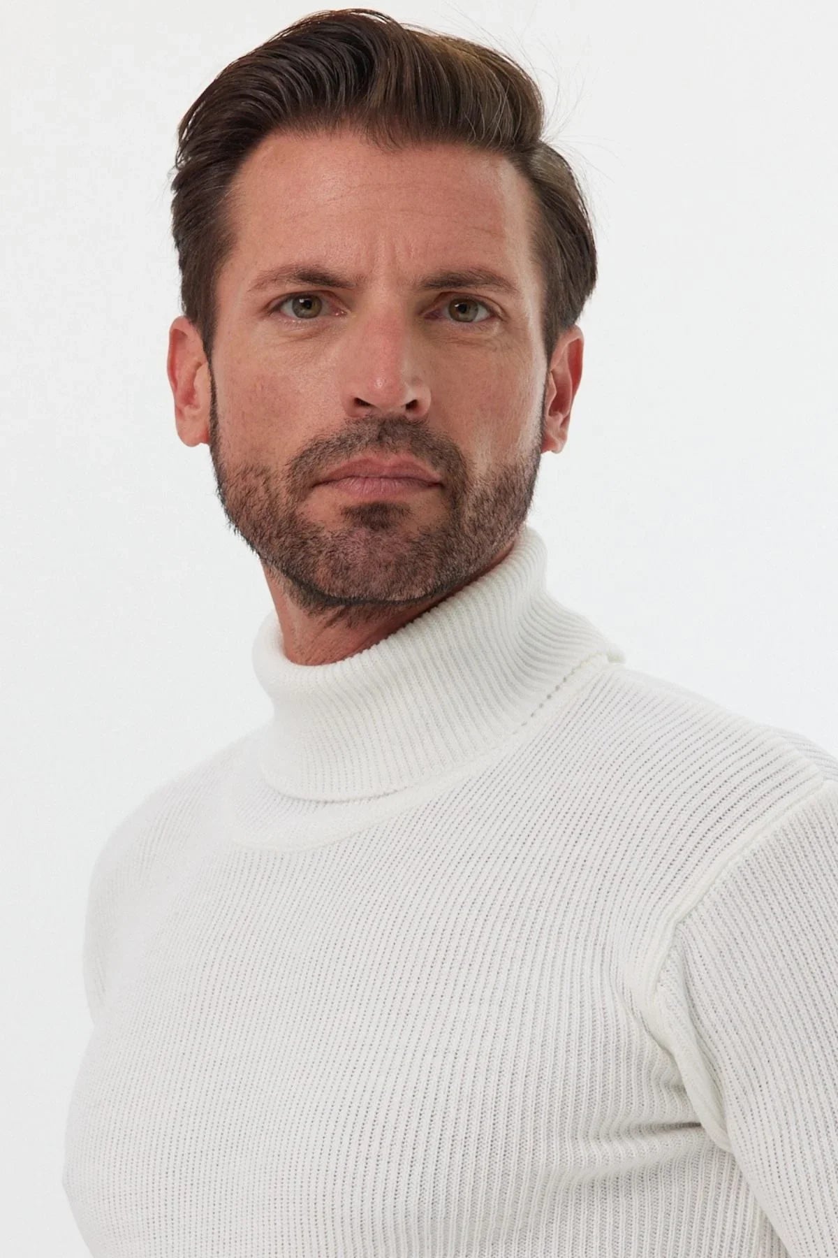 Erkek Balıkçı Yaka Slim Fit Fitilli Triko Kazak - Livio Ferri