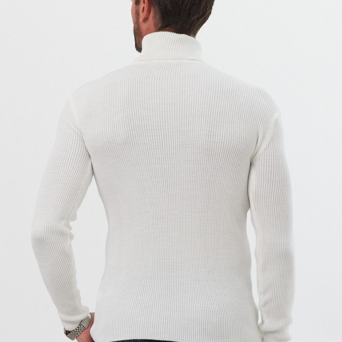 Erkek Balıkçı Yaka Slim Fit Fitilli Triko Kazak