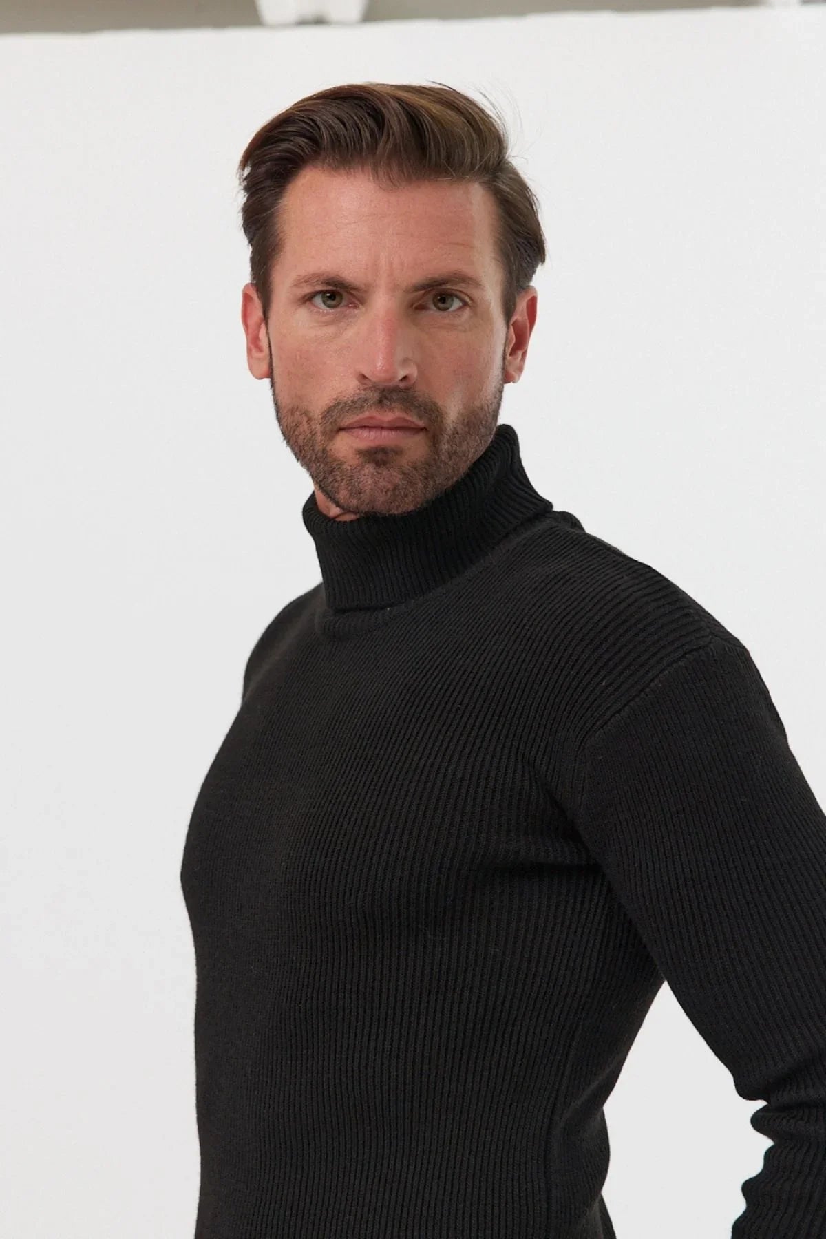 Erkek Balıkçı Yaka Slim Fit Fitilli Triko Kazak - Livio Ferri