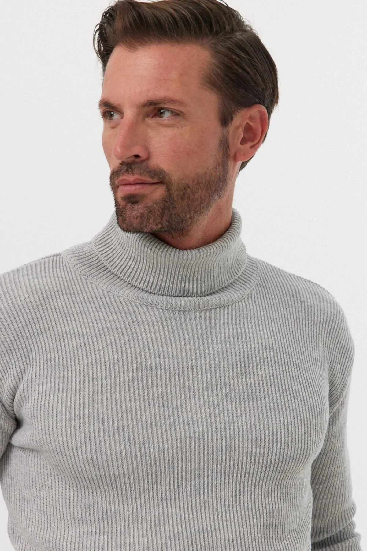 Erkek Balıkçı Yaka Slim Fit Fitilli Triko Kazak - Livio Ferri