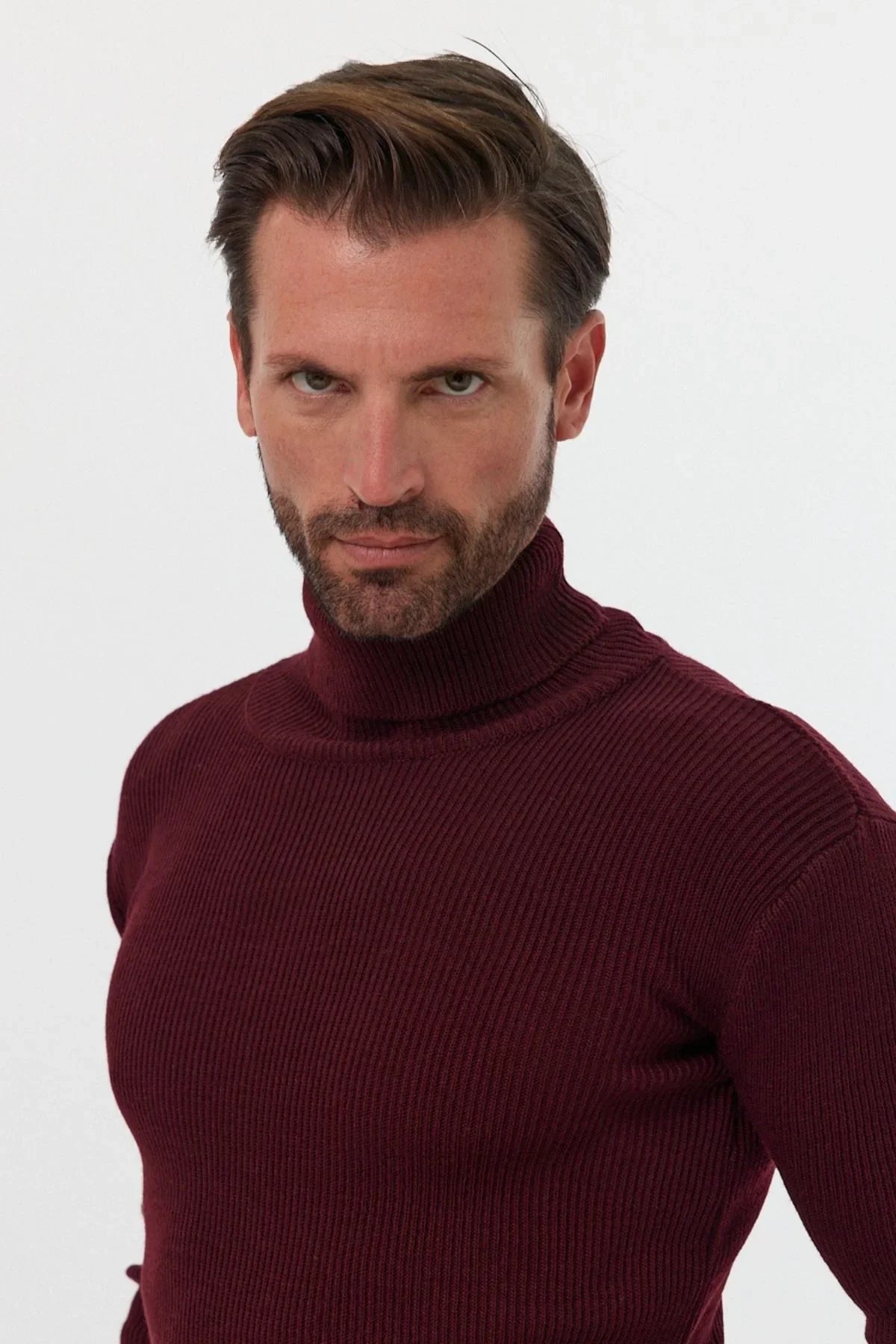 Erkek Balıkçı Yaka Slim Fit Fitilli Triko Kazak - Livio Ferri