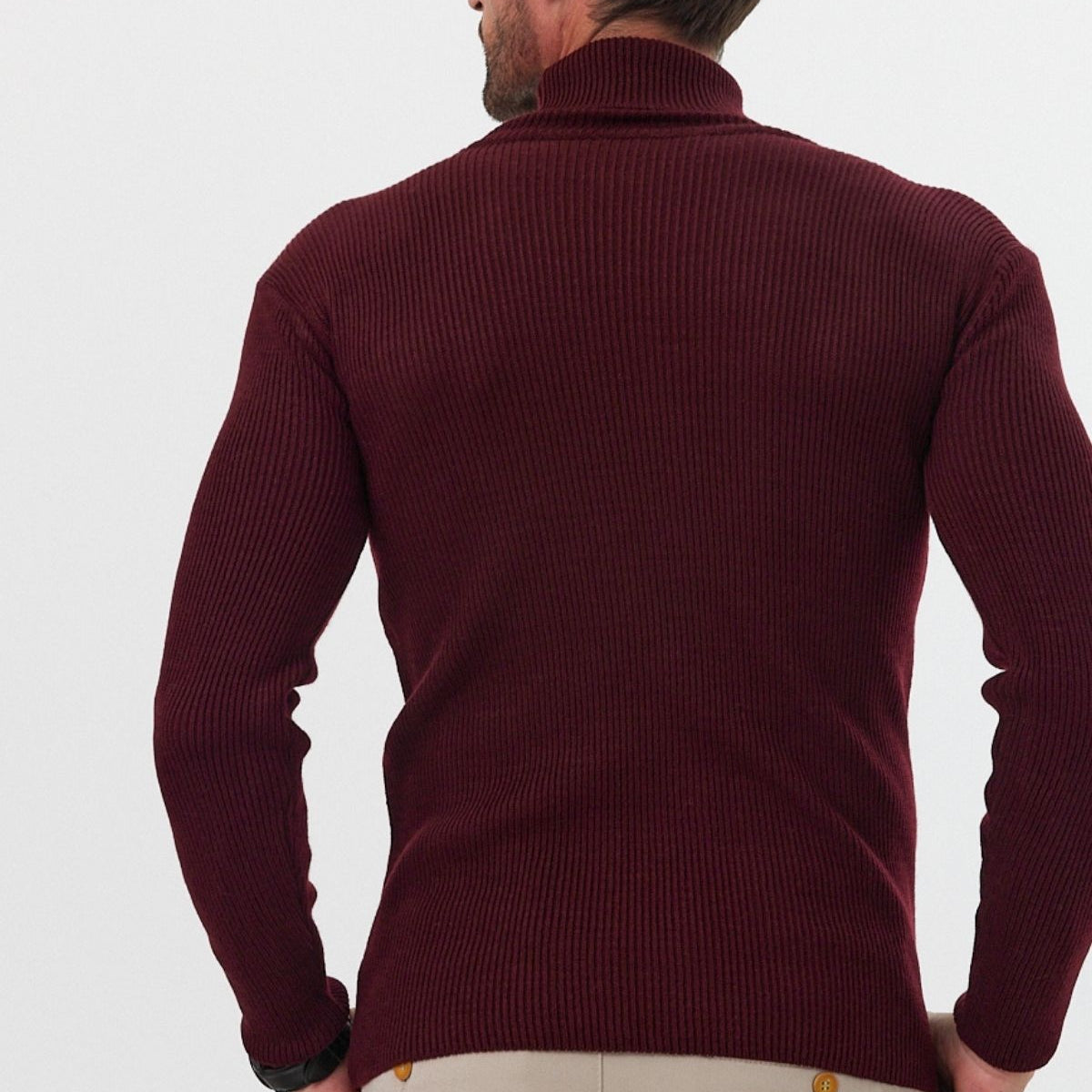 Erkek Balıkçı Yaka Slim Fit Fitilli Triko Kazak