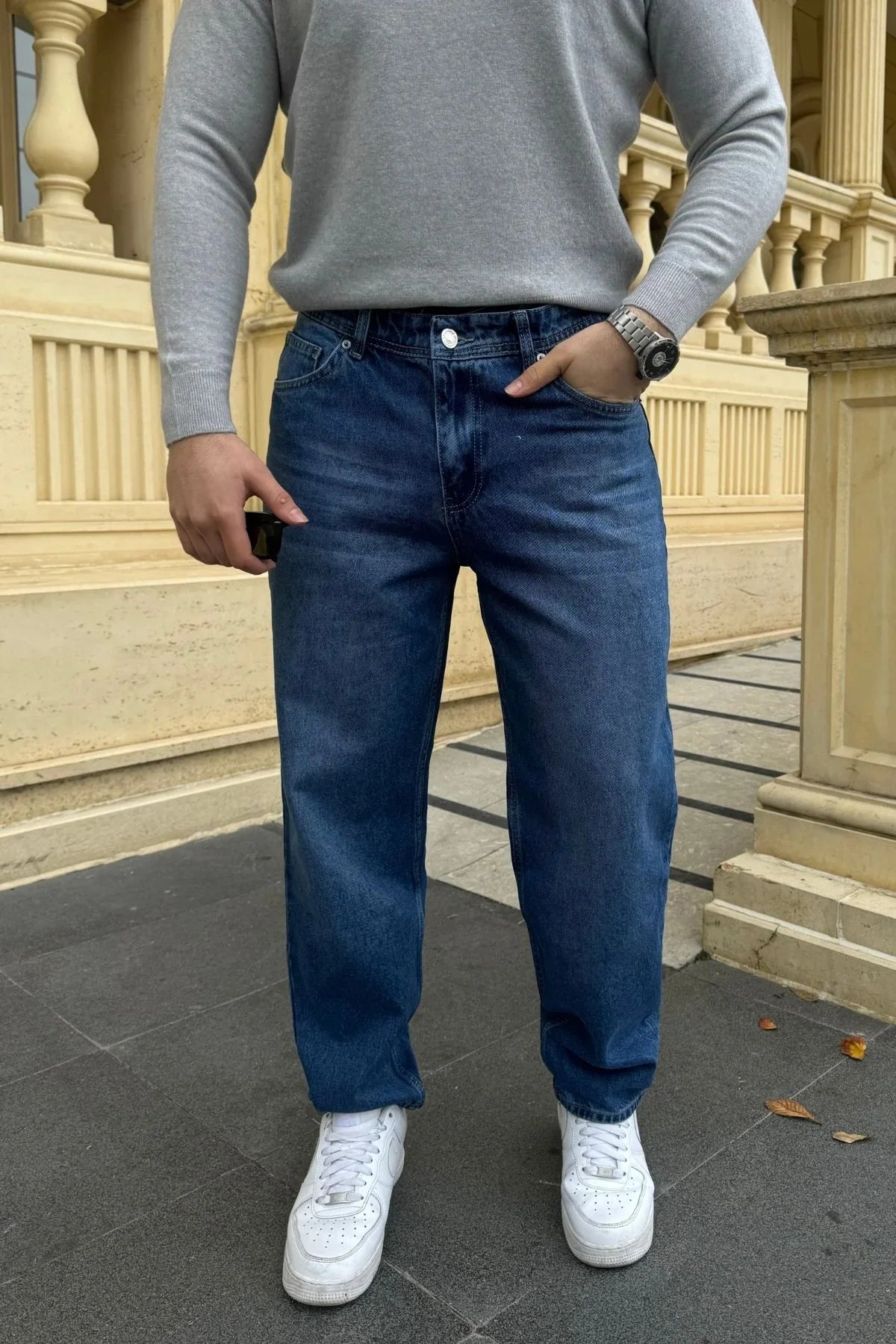 Erkek Basic Boyfriend Kalıp Yıkamalı Kot Pantolon Jean - Livio Ferri