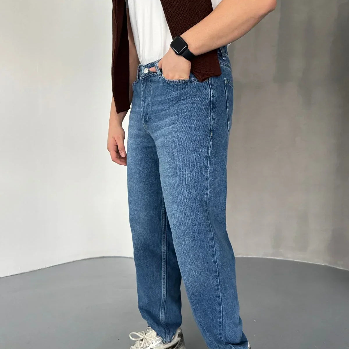 Erkek Basic Boyfriend Kalıp Yıkamalı Kot Pantolon Jean - Livio Ferri