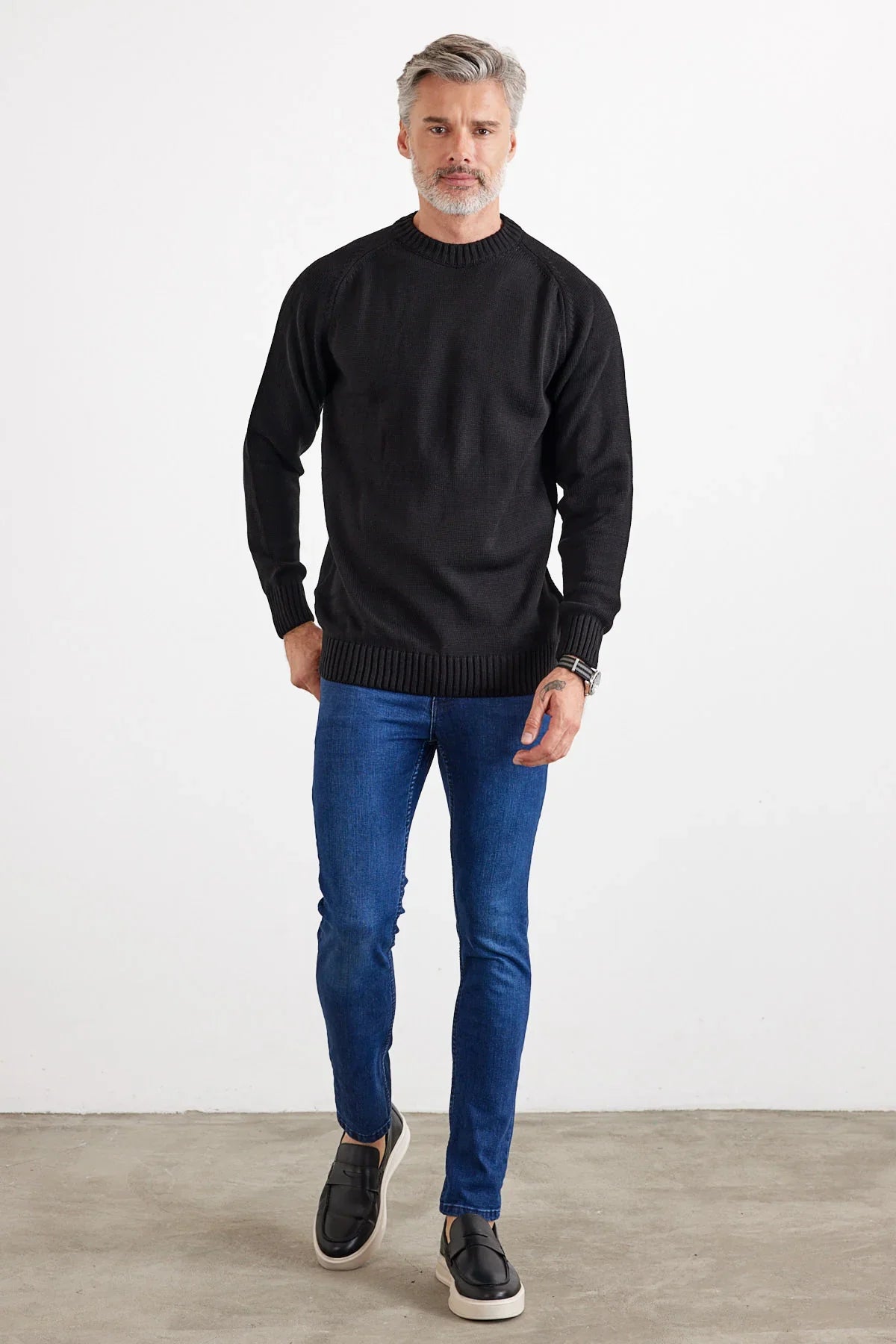 Erkek Bisiklet Yaka Kalın İtalyan Kol Triko Kazak - Livio Ferri