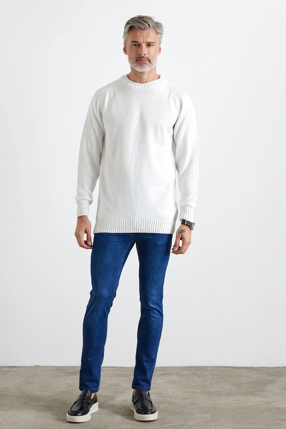 Erkek Bisiklet Yaka Kalın İtalyan Kol Triko Kazak - Livio Ferri