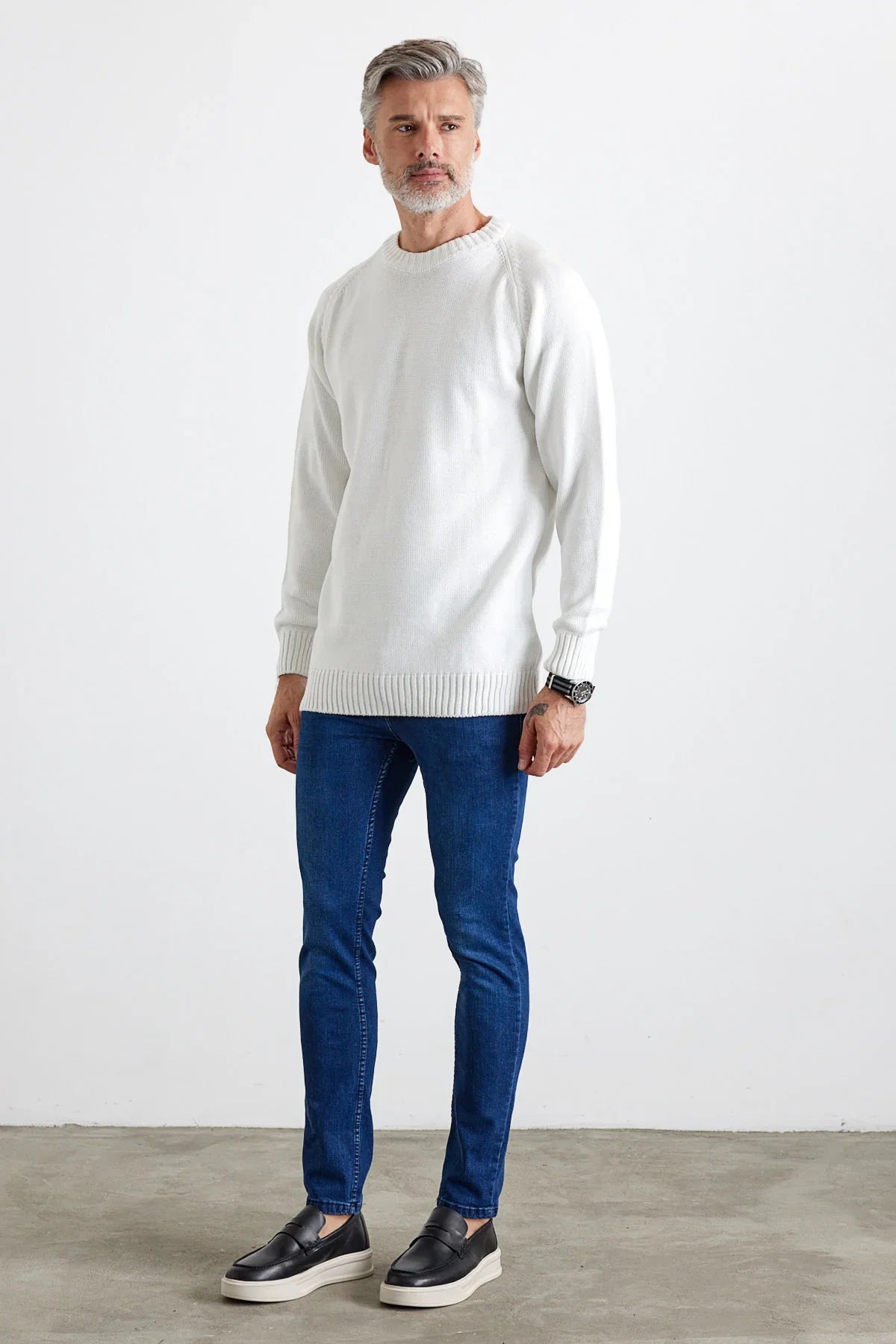 Erkek Bisiklet Yaka Kalın İtalyan Kol Triko Kazak - Livio Ferri