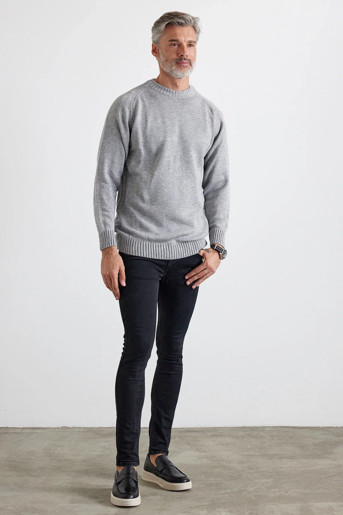 Erkek Bisiklet Yaka Kalın İtalyan Kol Triko Kazak - Livio Ferri