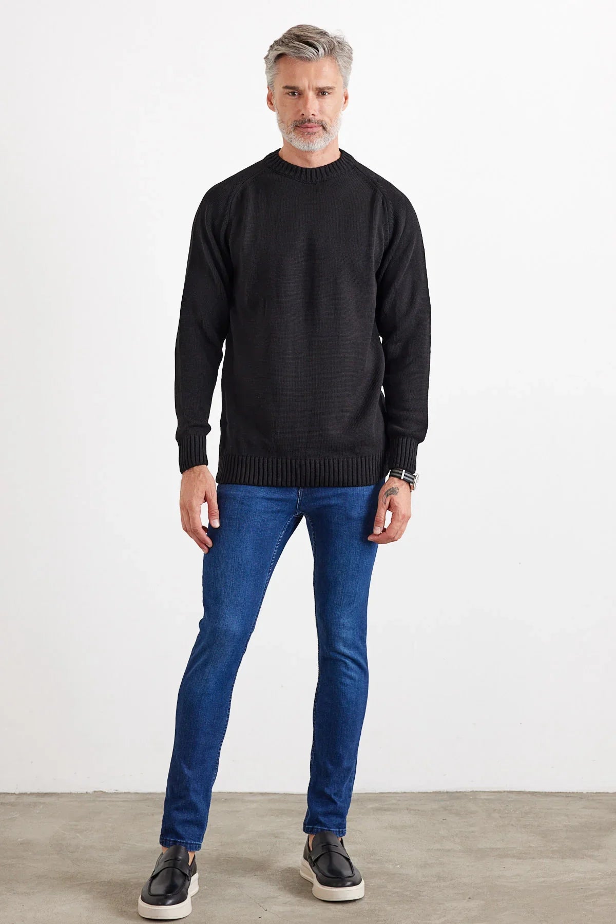 Erkek Bisiklet Yaka Kalın İtalyan Kol Triko Kazak - Livio Ferri