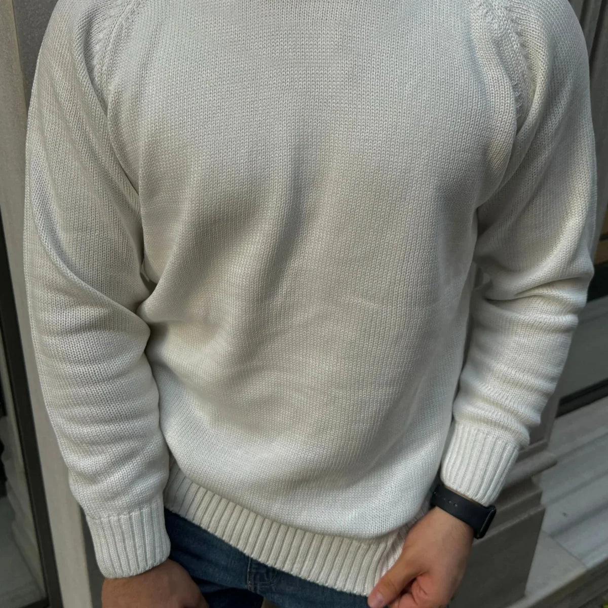 Erkek Bisiklet Yaka Kalın İtalyan Kol Triko Kazak - Livio Ferri