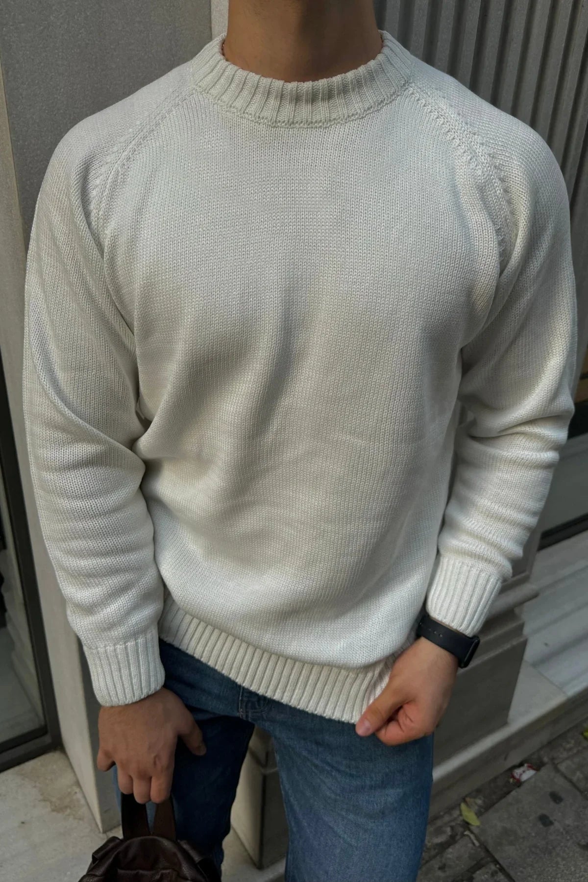 Erkek Bisiklet Yaka Kalın İtalyan Kol Triko Kazak - Livio Ferri