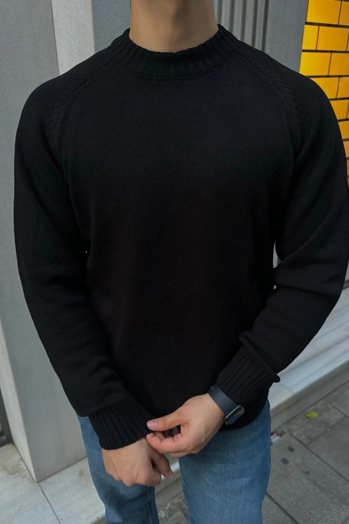 Erkek Bisiklet Yaka Kalın İtalyan Kol Triko Kazak - Livio Ferri