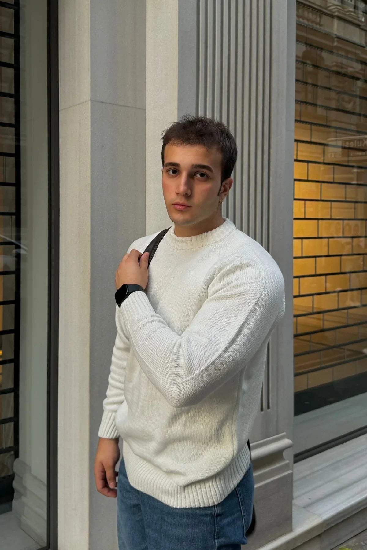 Erkek Bisiklet Yaka Kalın İtalyan Kol Triko Kazak - Livio Ferri