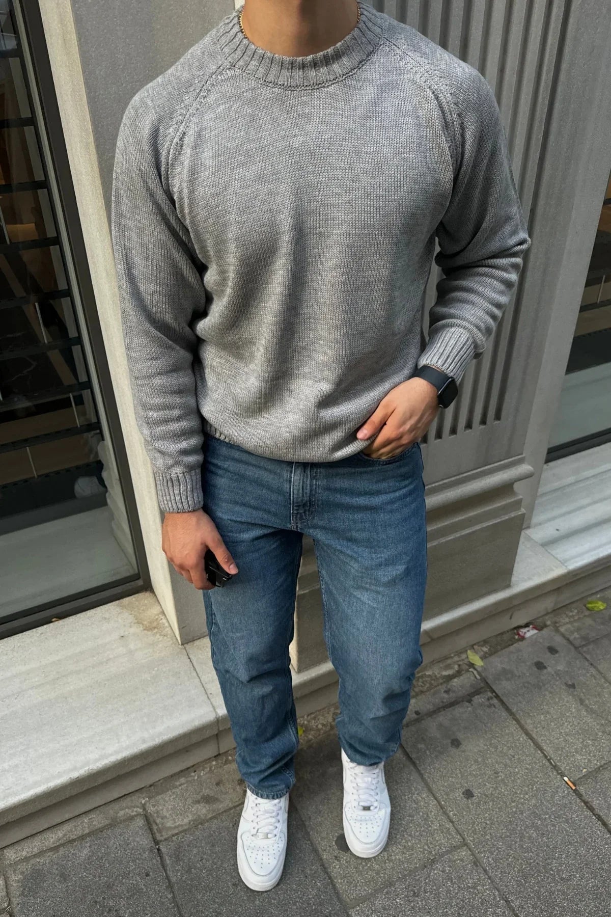 Erkek Bisiklet Yaka Kalın İtalyan Kol Triko Kazak - Livio Ferri