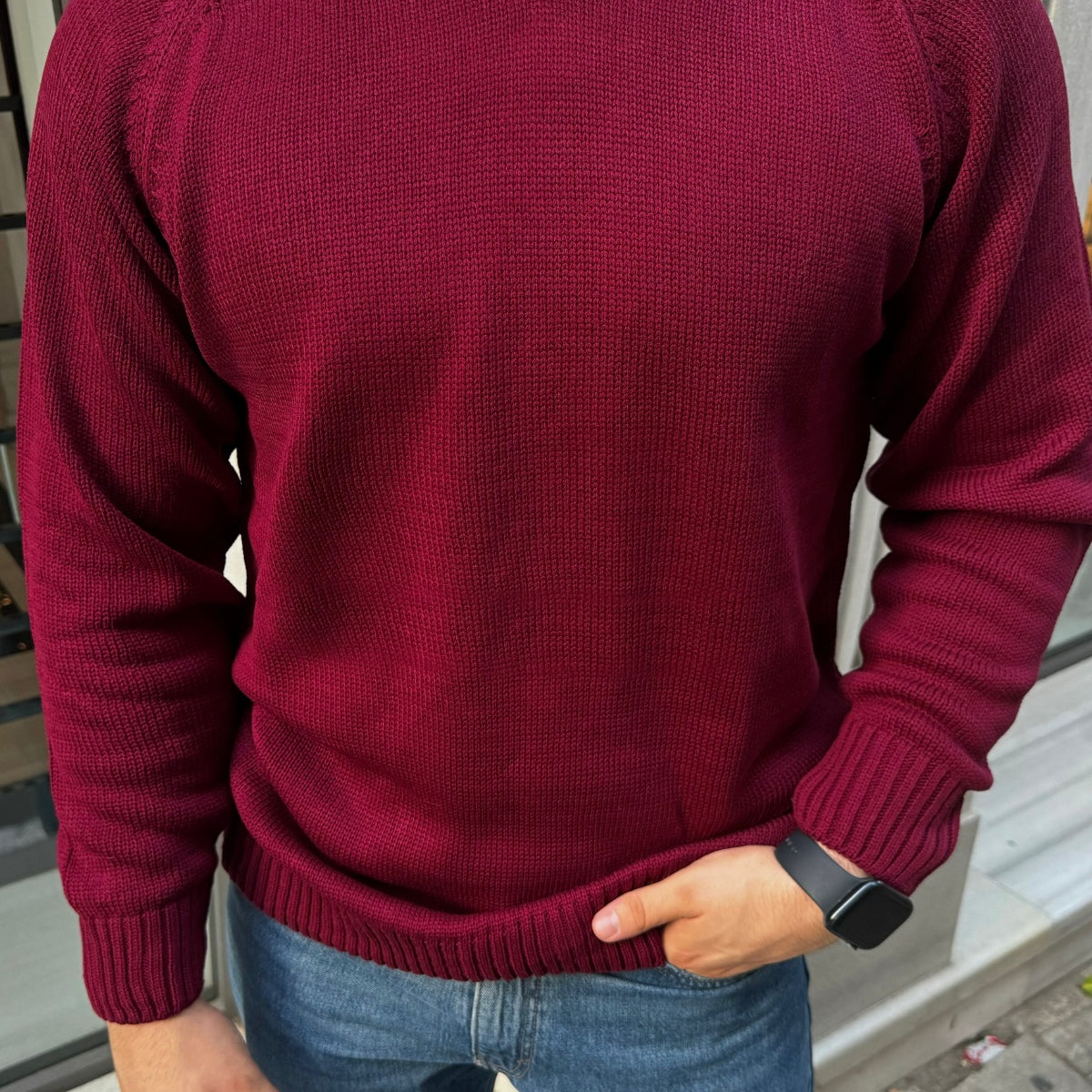 Erkek Bisiklet Yaka Kalın İtalyan Kol Triko Kazak