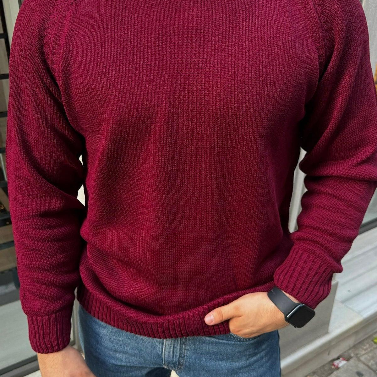 Erkek Bisiklet Yaka Kalın İtalyan Kol Triko Kazak