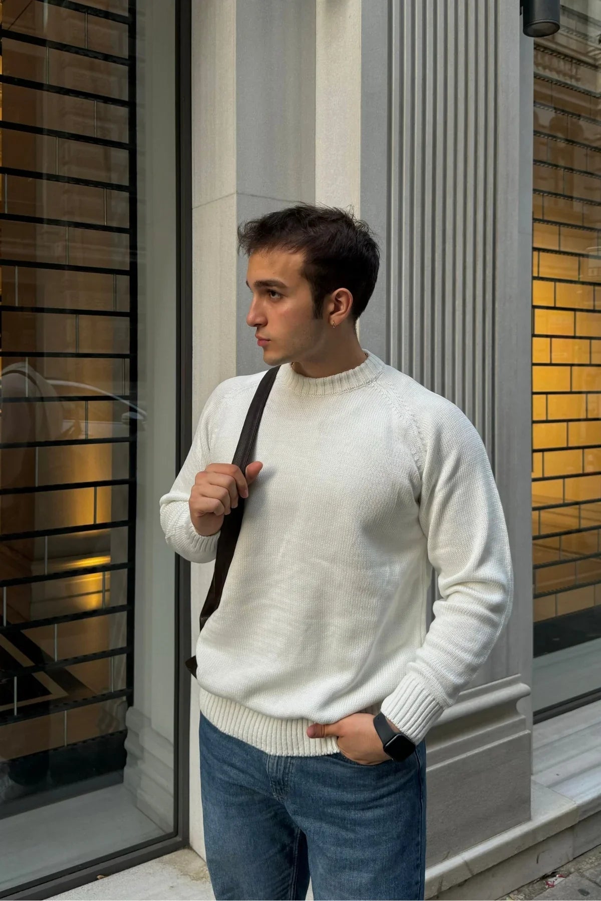 Erkek Bisiklet Yaka Kalın İtalyan Kol Triko Kazak - Livio Ferri