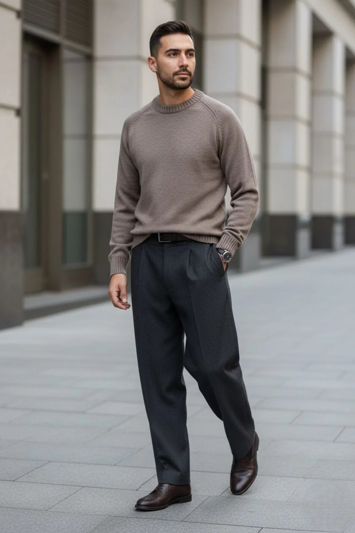 Erkek Bisiklet Yaka Kalın İtalyan Kol Triko Kazak - Livio Ferri