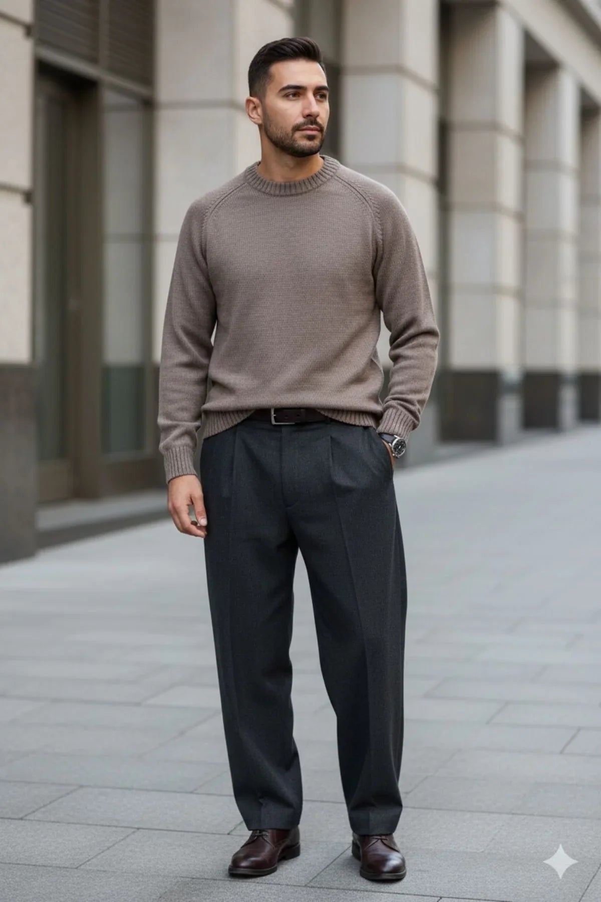 Erkek Bisiklet Yaka Kalın İtalyan Kol Triko Kazak - Livio Ferri