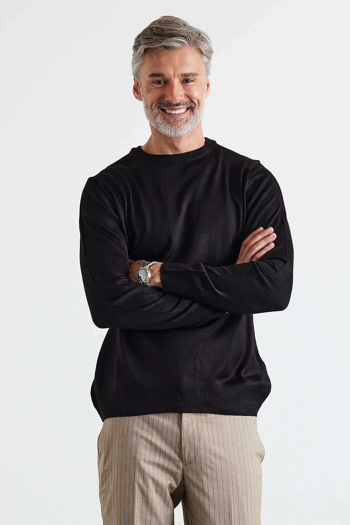 Erkek Büyük Beden Normal Kesim Bisiklet Yaka Triko Kazak - Livio Ferri