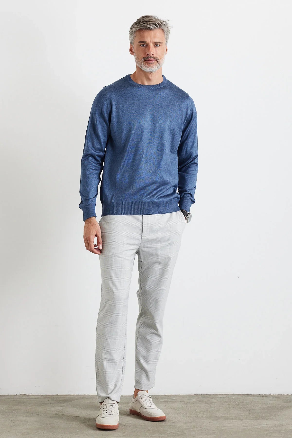 Erkek Büyük Beden Normal Kesim Bisiklet Yaka Triko Kazak - Livio Ferri