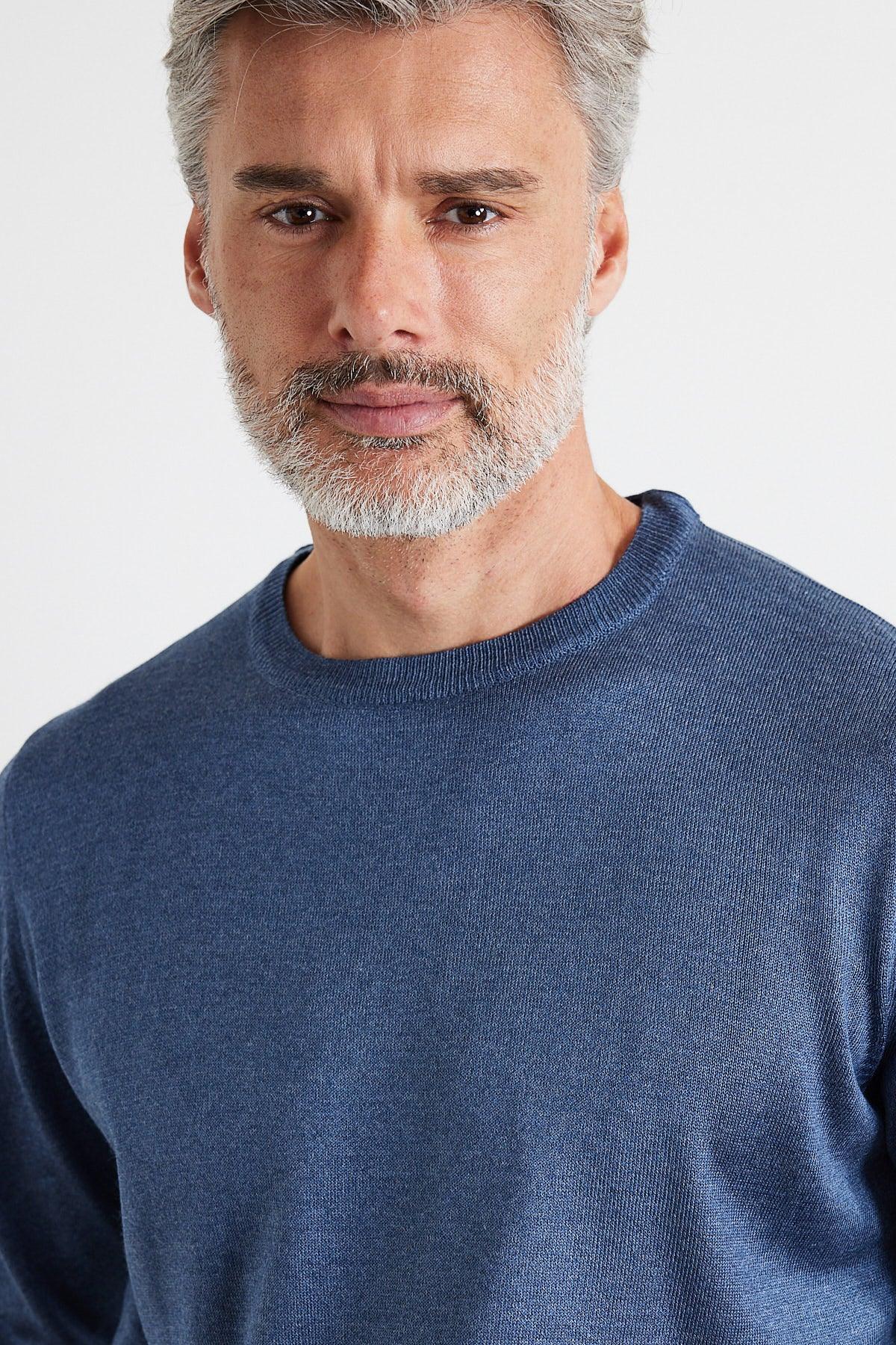 Erkek Büyük Beden Normal Kesim Bisiklet Yaka Triko Kazak - Livio Ferri