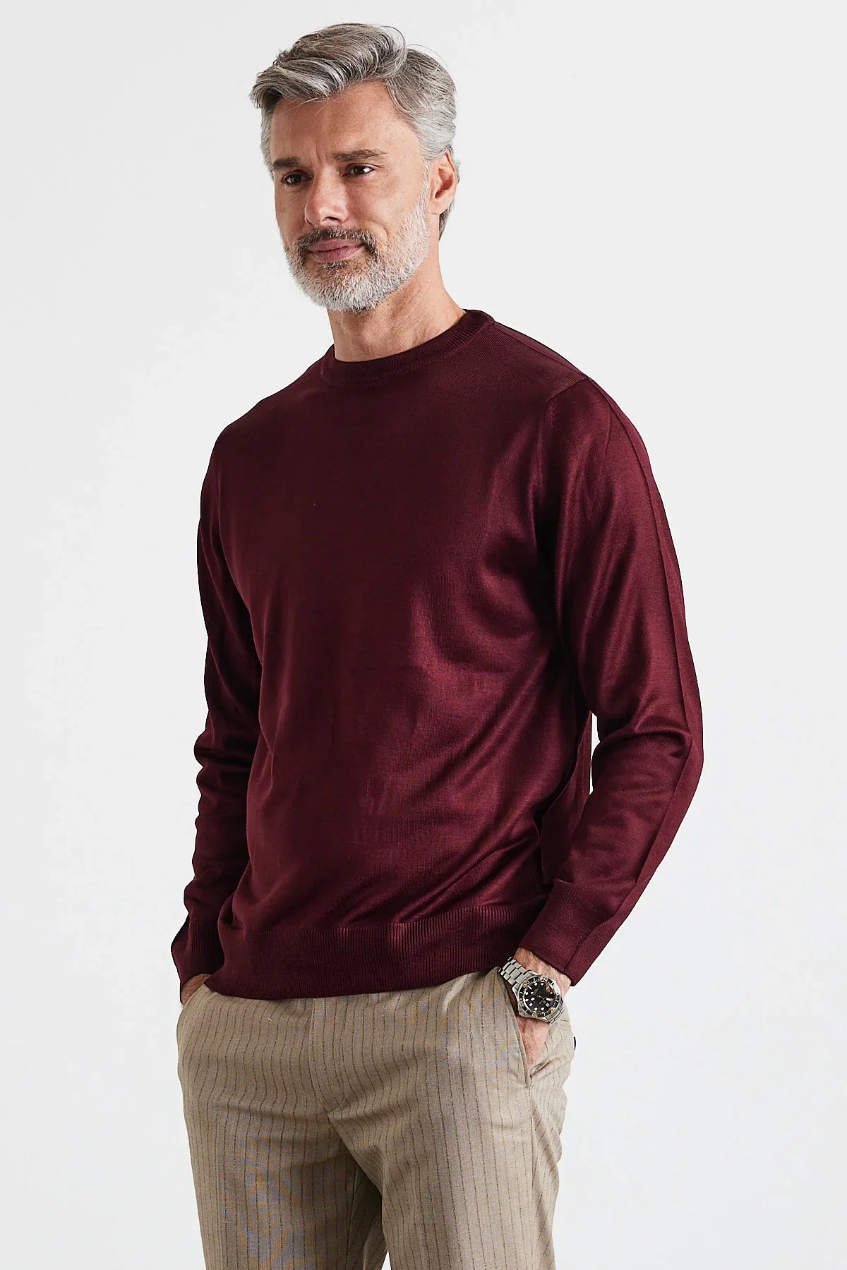 Erkek Büyük Beden Normal Kesim Bisiklet Yaka Triko Kazak - Livio Ferri