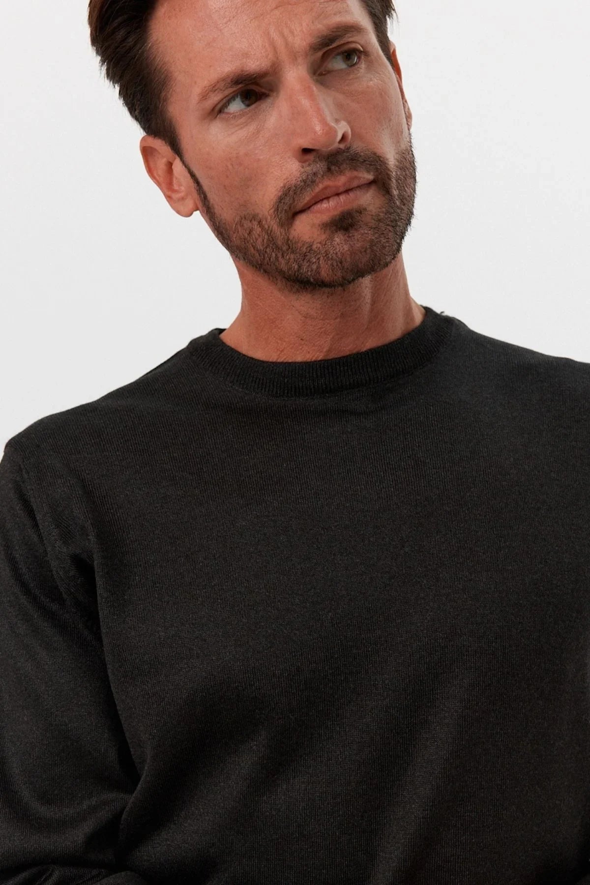 Erkek Büyük Beden Normal Kesim Bisiklet Yaka Triko Kazak - Livio Ferri