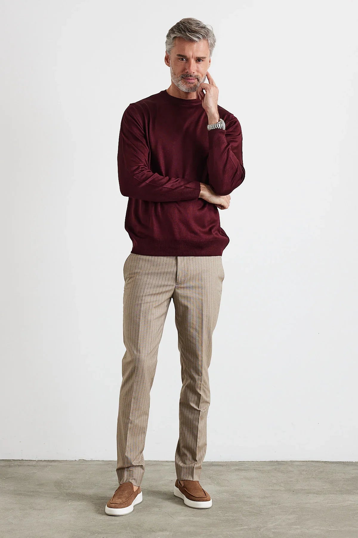 Erkek Büyük Beden Normal Kesim Bisiklet Yaka Triko Kazak - Livio Ferri