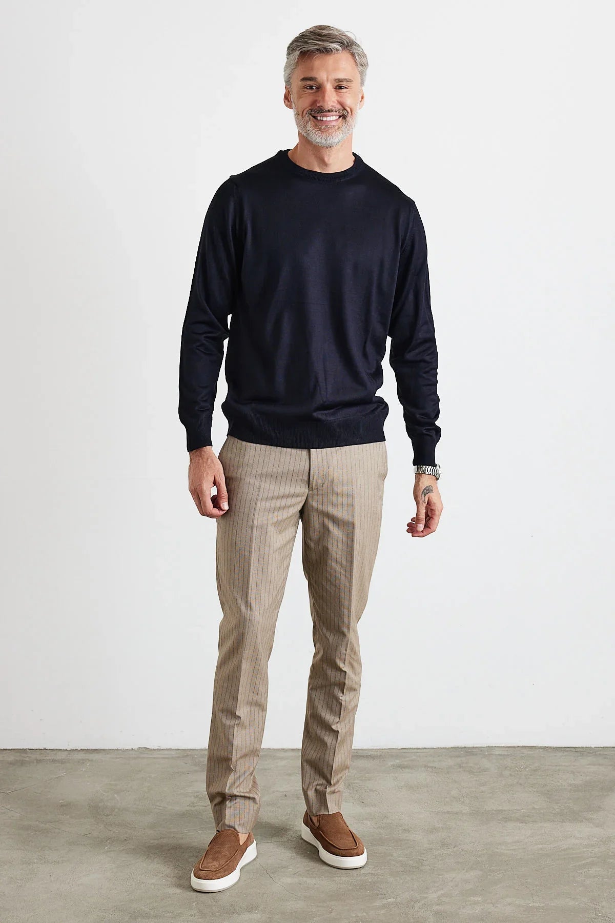 Erkek Büyük Beden Normal Kesim Bisiklet Yaka Triko Kazak - Livio Ferri