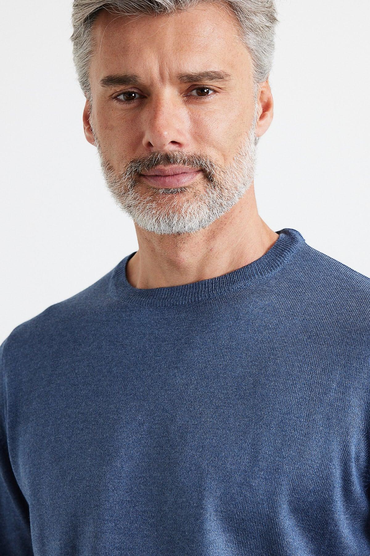 Erkek Büyük Beden Normal Kesim Bisiklet Yaka Triko Kazak - Livio Ferri