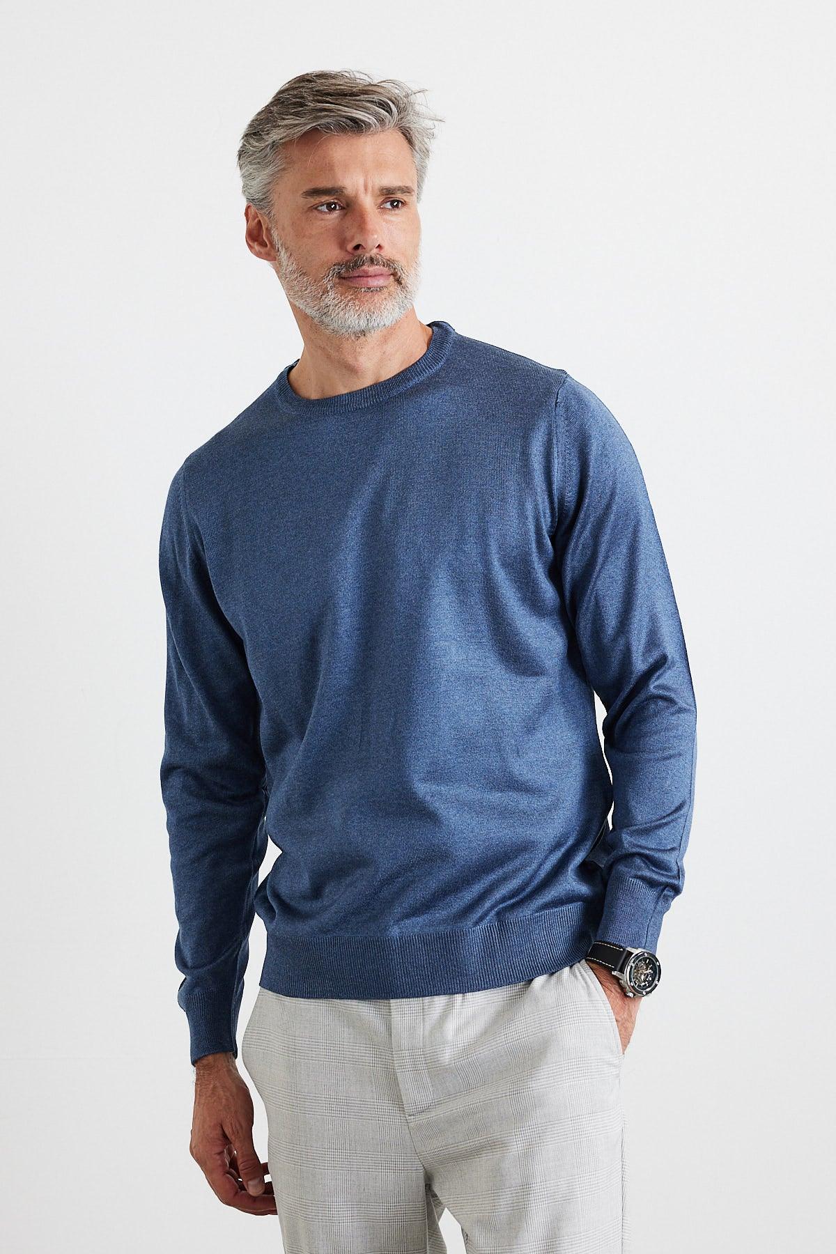 Erkek Büyük Beden Normal Kesim Bisiklet Yaka Triko Kazak - Livio Ferri