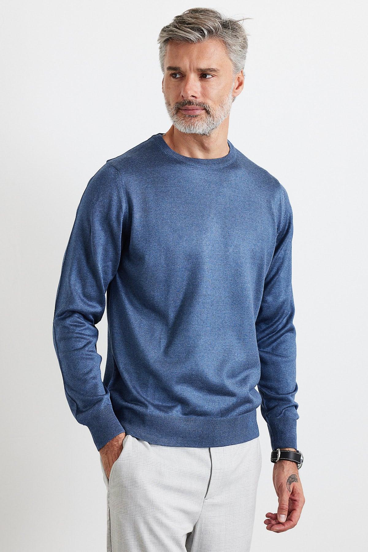 Erkek Büyük Beden Normal Kesim Bisiklet Yaka Triko Kazak - Livio Ferri