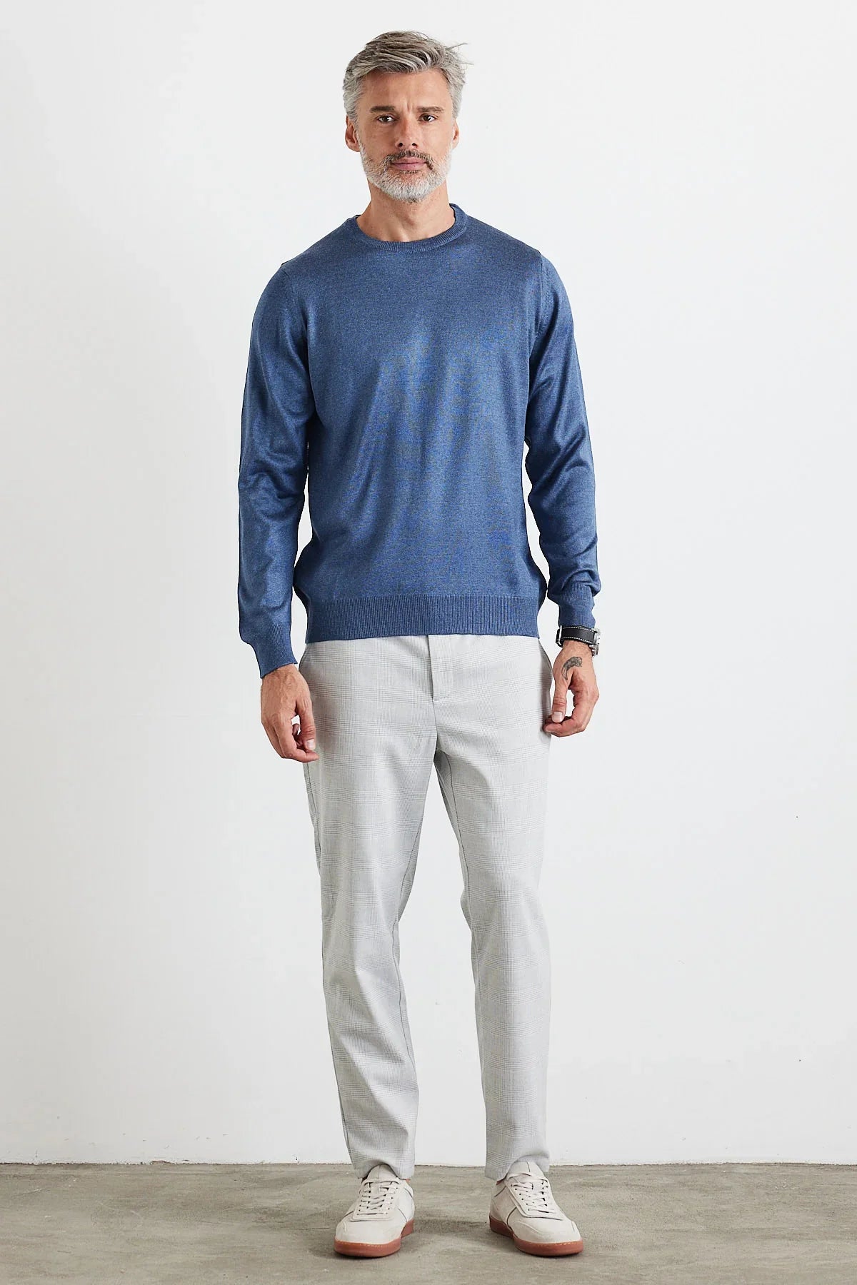 Erkek Büyük Beden Normal Kesim Bisiklet Yaka Triko Kazak - Livio Ferri