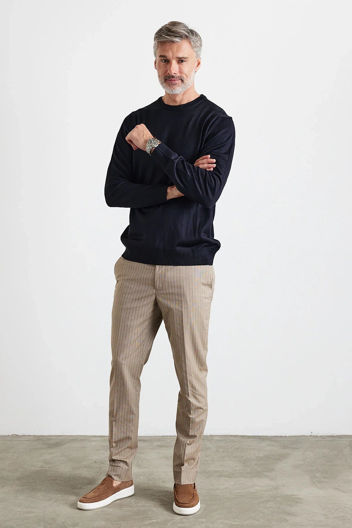 Erkek Büyük Beden Normal Kesim Bisiklet Yaka Triko Kazak - Livio Ferri