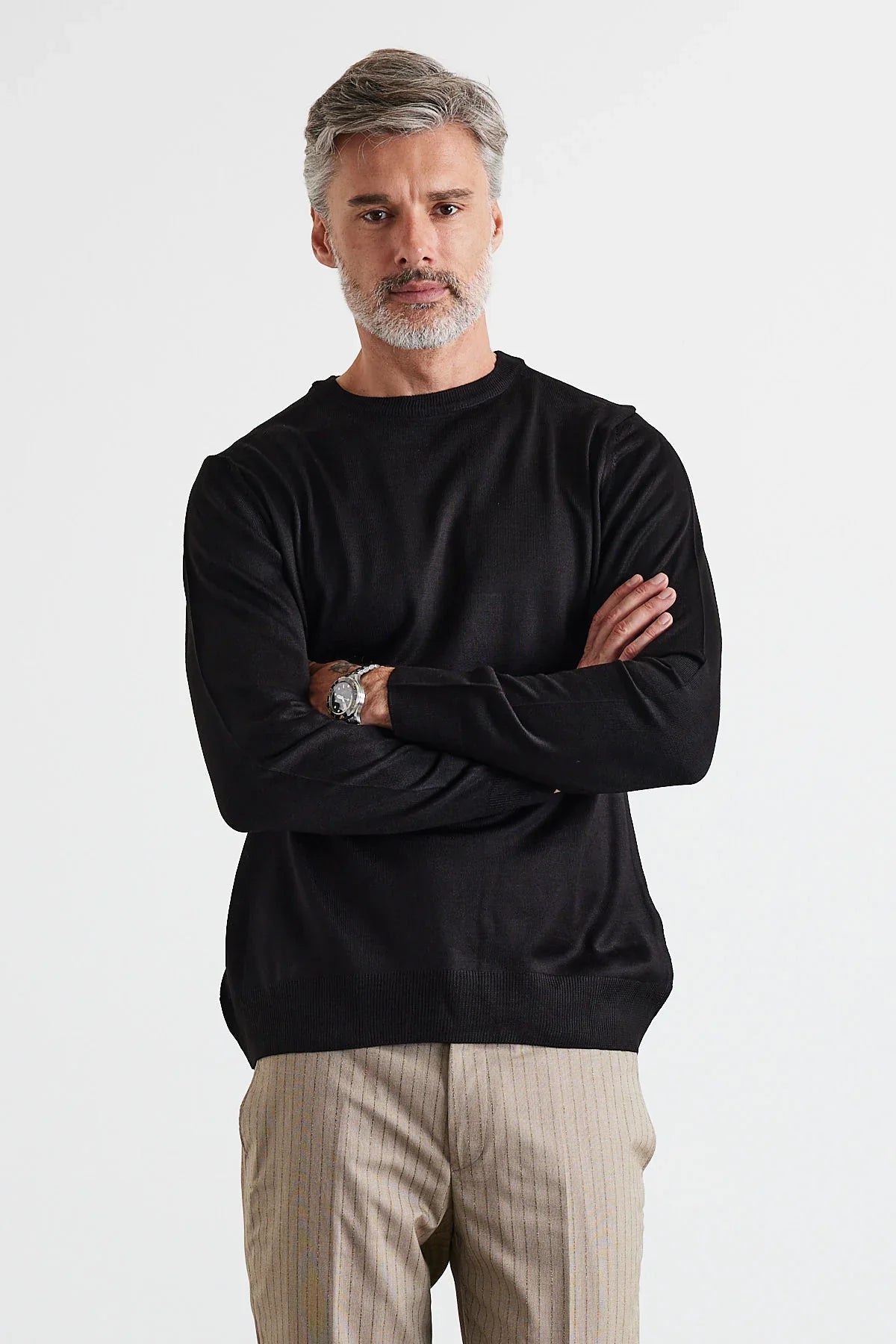 Erkek Büyük Beden Normal Kesim Bisiklet Yaka Triko Kazak - Livio Ferri